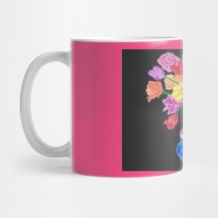 Colorful Flowers in a Blue Vase Mug